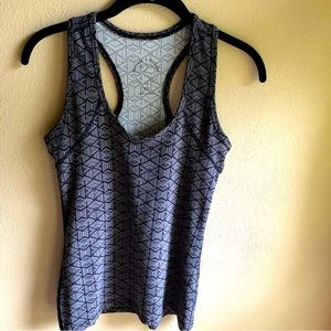 Threads 4 Thought Racer Back Sports Tank. Gray and Black Geometric Design. XS